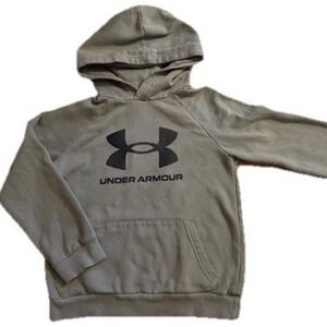 Under Armour Boys Youth‎ Small Pullover Hoodie Sage Green Logo Fleece Sweatshirt